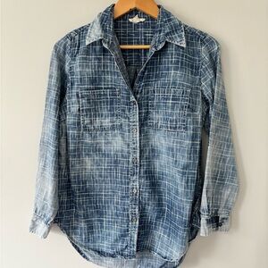 Tribal Blue Plaid Button-Up Shirt